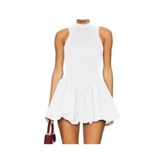 Y2K Mockneck Tank White Sleeveless Dress